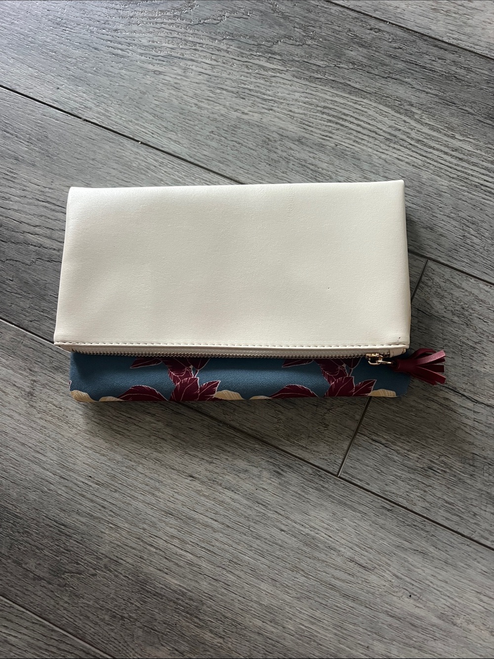 Never used Rachel Pally reversible Cream and Blue Floral Fold-Over Clutch